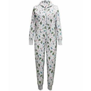 Family Pajamas Matching Men's One Piece Hooded Pajamas, Festive Trees, M